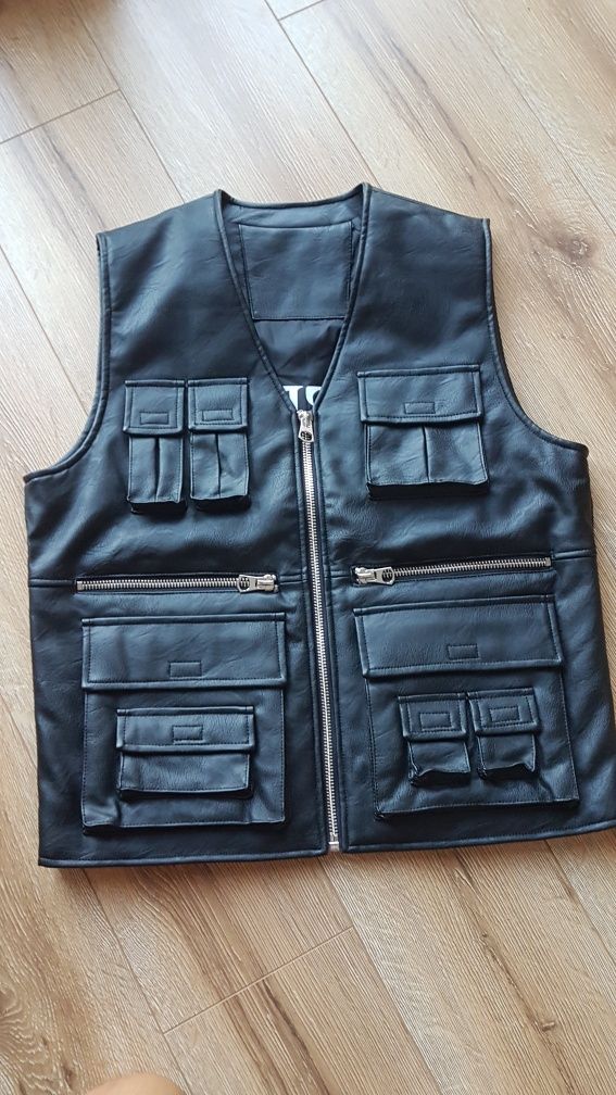 Review Matw kamizelka męska z imitacji skóry czarna owersize M motor