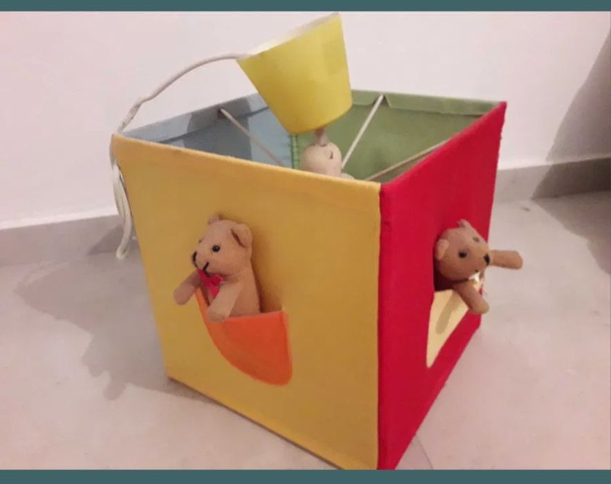 Lampa abażur dziecięca misie kolorowa materiał kieszonki