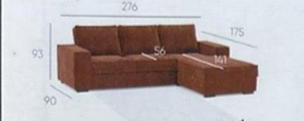 Sofá veludo bege com chaise long