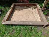 DUŻA drewniana piaskownica grube deski piaskownica z pokrowcem