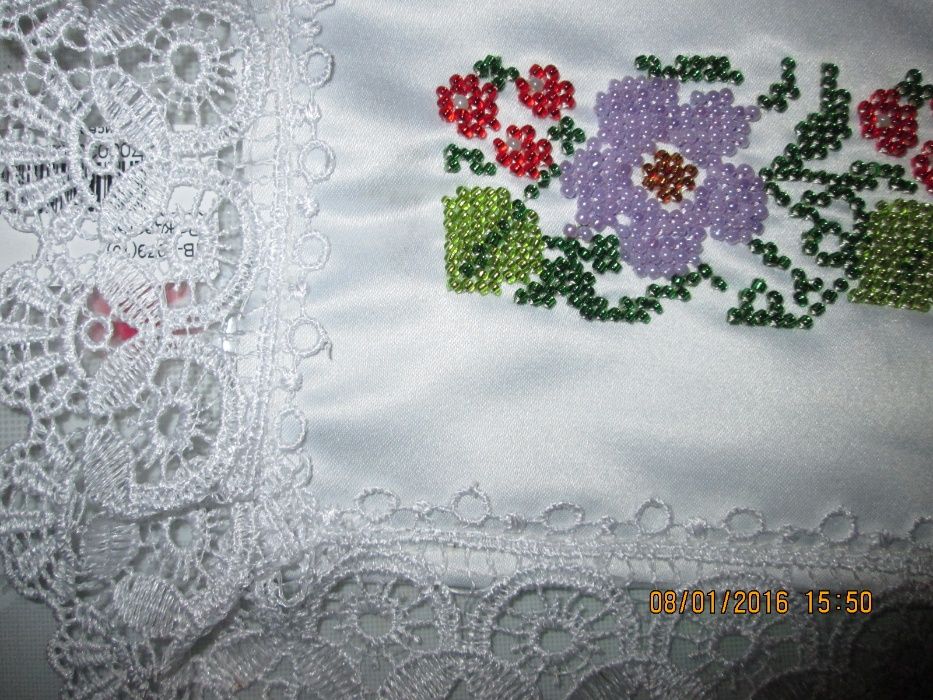 Ручная вышивка бисер Полотенце бисер праздничное.