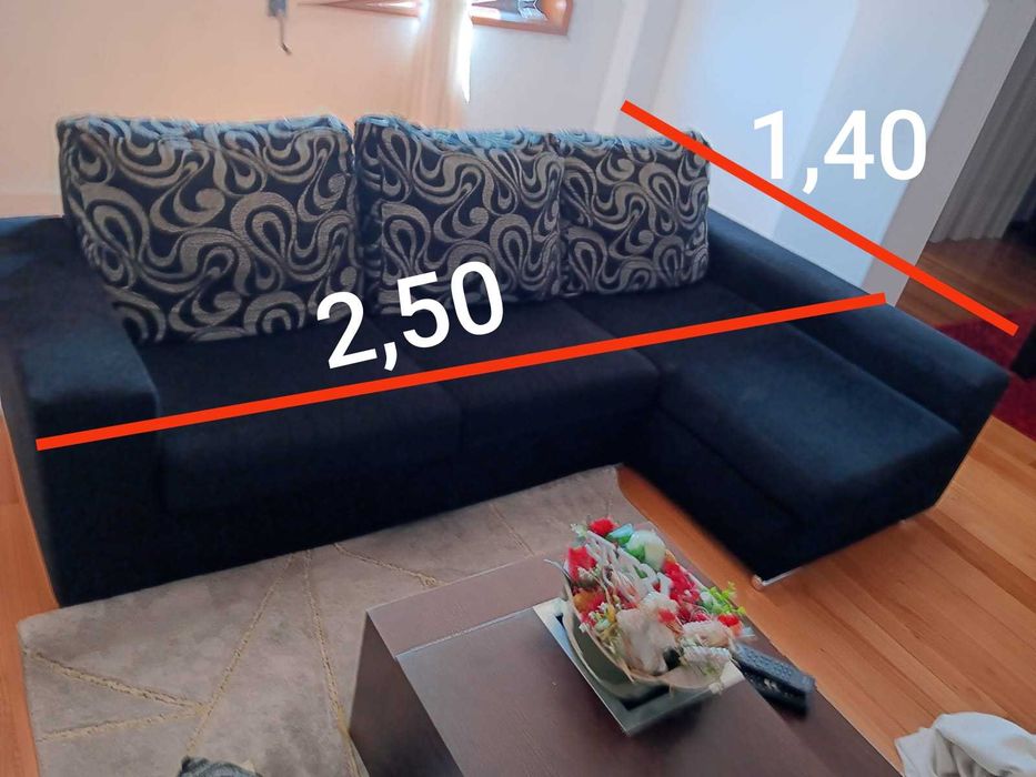 Sofá sala preto e cinza