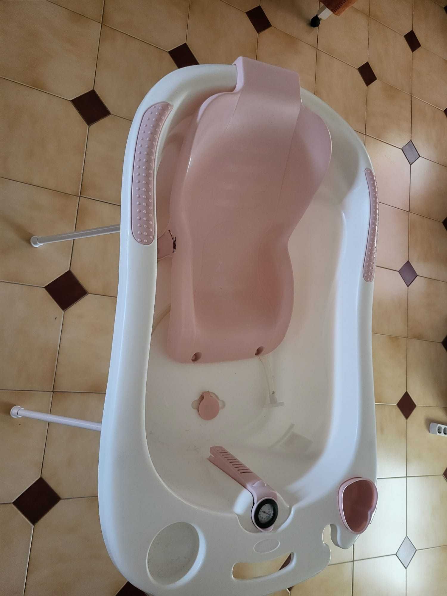 Banheira para bebé c/ termómetro cor de rosa