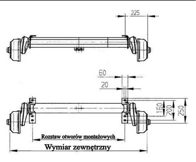 Oś hamowana AL-KO 1350kg , A -1300mm, 5x112