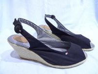 TOMMY HILFIGER Mary r.41/26cm Sandały na koturnie tekstylne
