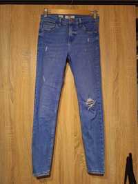Bershka spodnie jeansowe rurki skinny mid waist