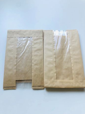 Бумажный крафт-пакет с окном 120*200*60