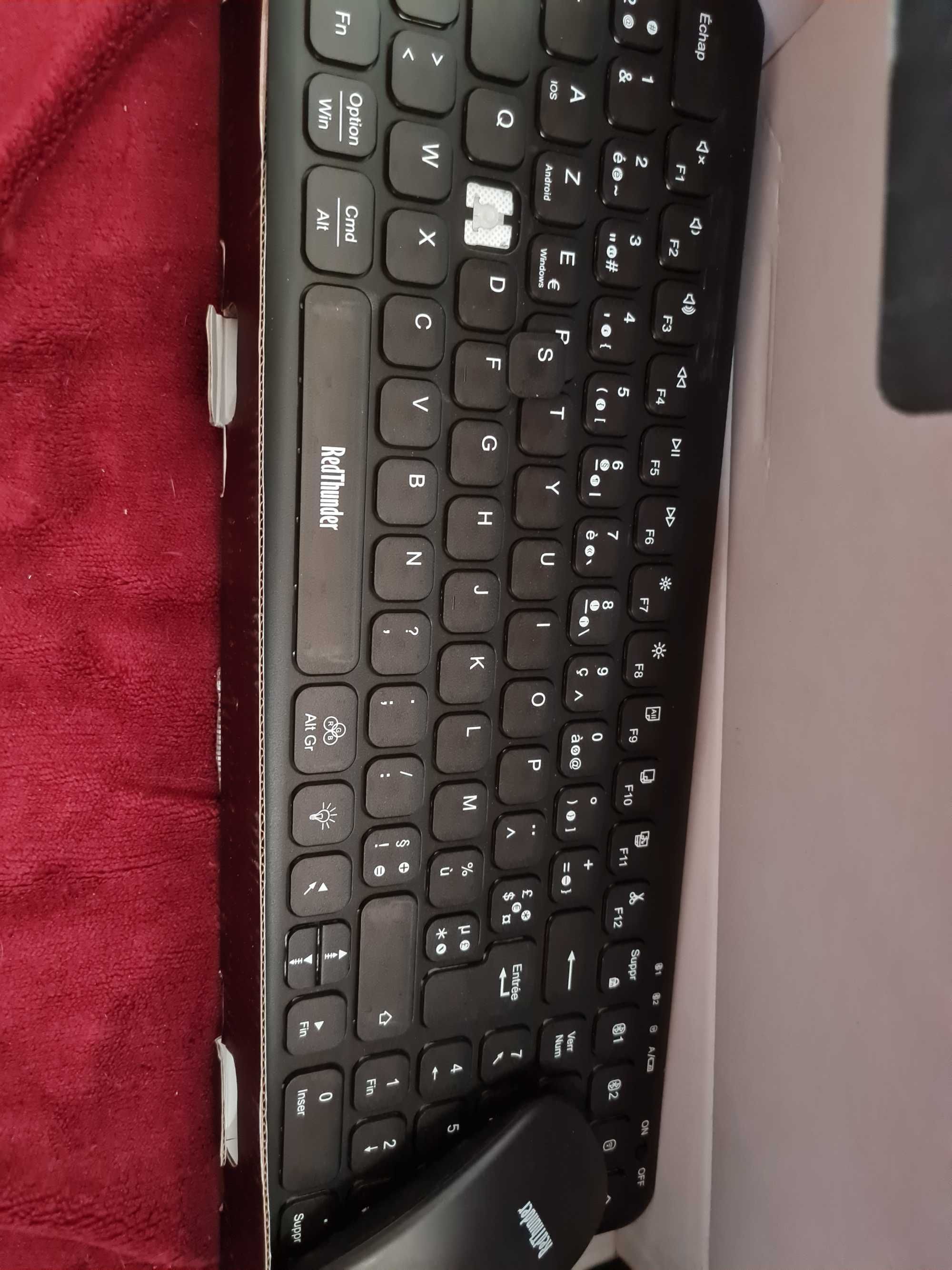 Klawiatura bezprzewodowa +mysz AZERTY Ultracienka, cicha RGB 2,4G blue