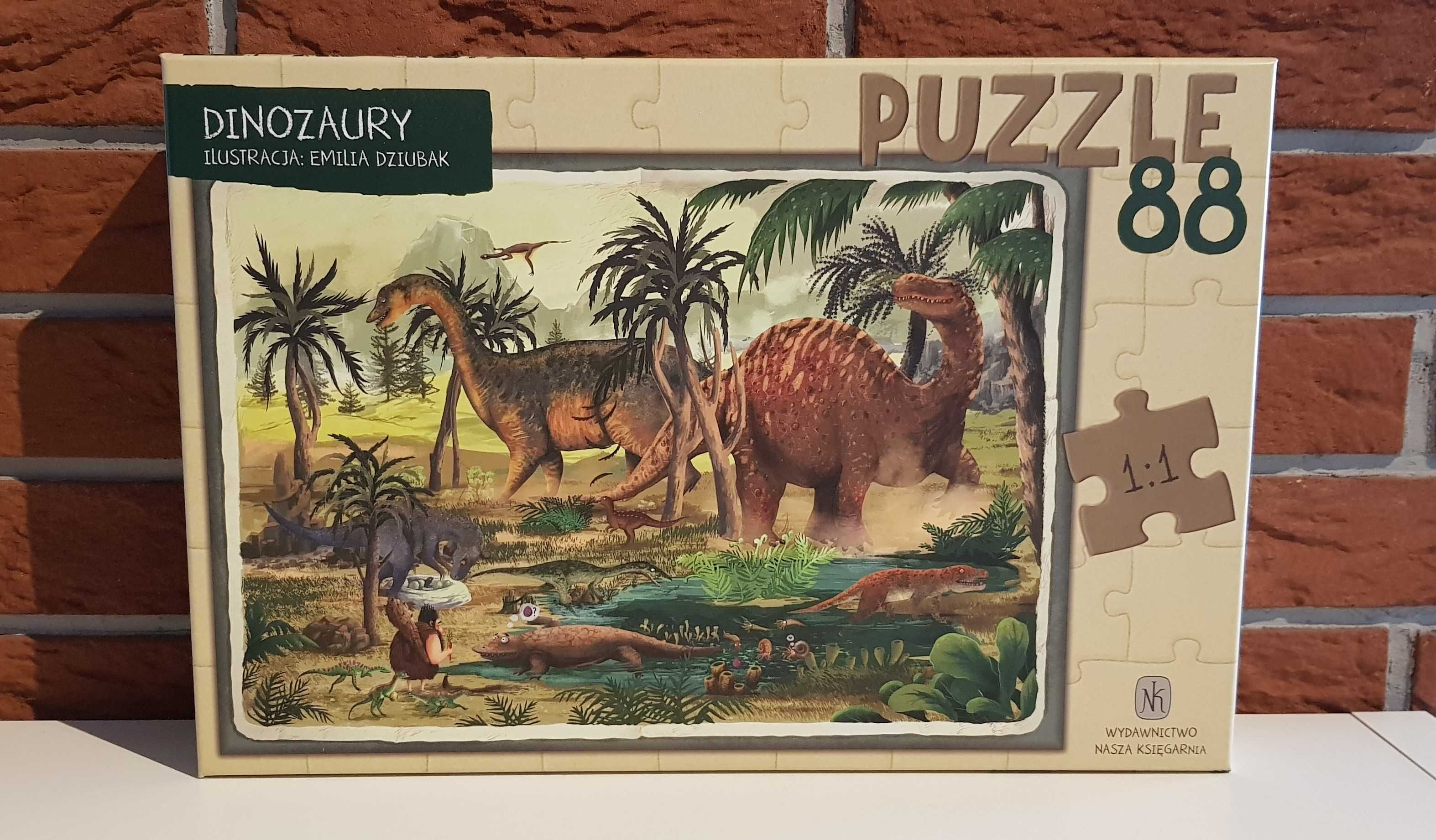 Dinozaury il. Emilia Dziubak Puzzle 88 el. (Nasza Księgarnia)