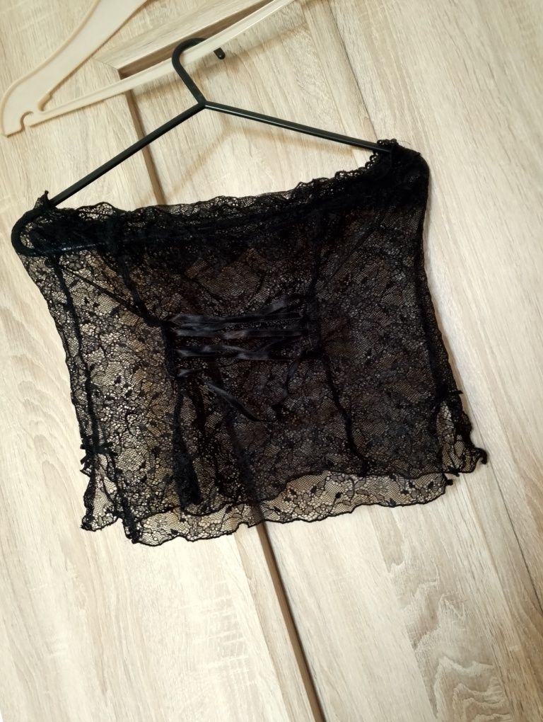Gorset ozdobny czarna koronka S M
