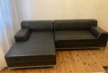 Piękna skórzana sofa z szezlongiem
