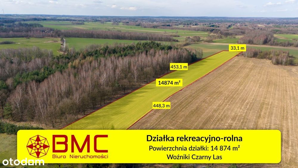 Działka rekreacyjno rolna Czarny Las 1,49ha