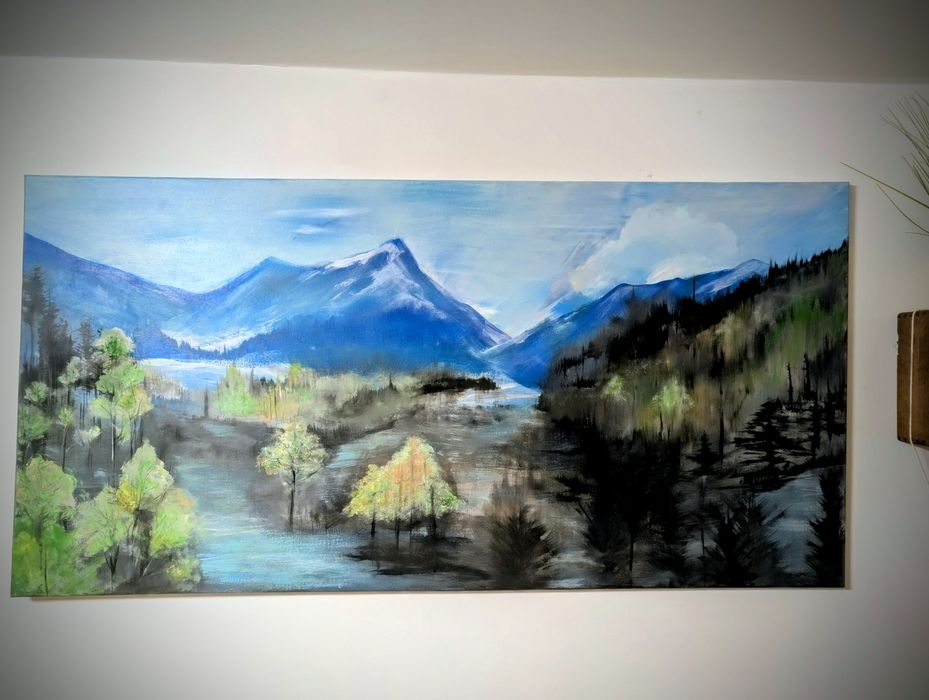 Obraz ręcznie malowany „Zaspokojony Las” – akryl, 70x100 cm – unikat