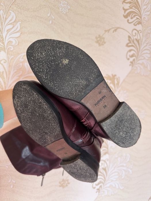 Сапожки шкіряні 36 р, бургунді, осінь/зима