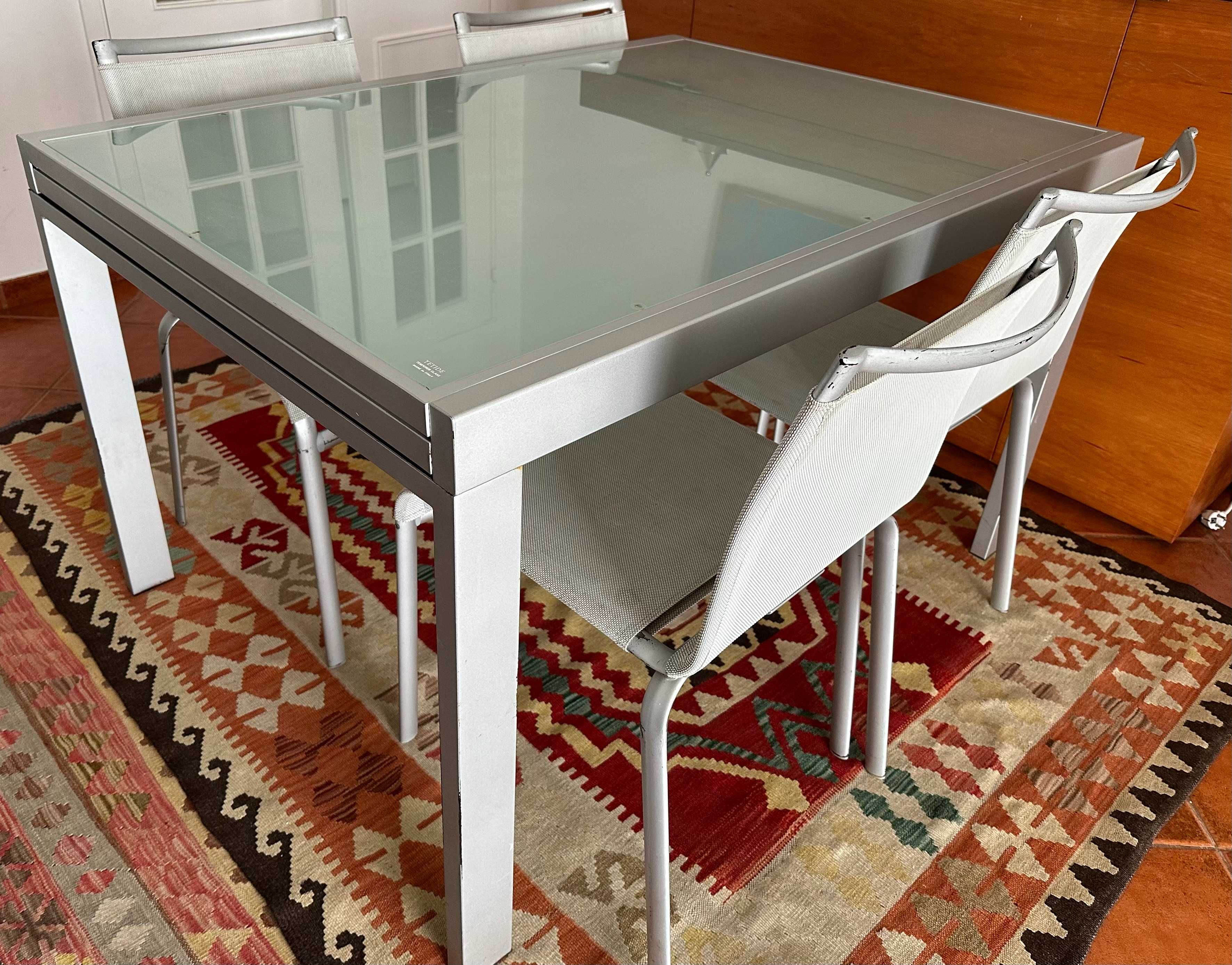 Mesa extensível vidro temperado italiano