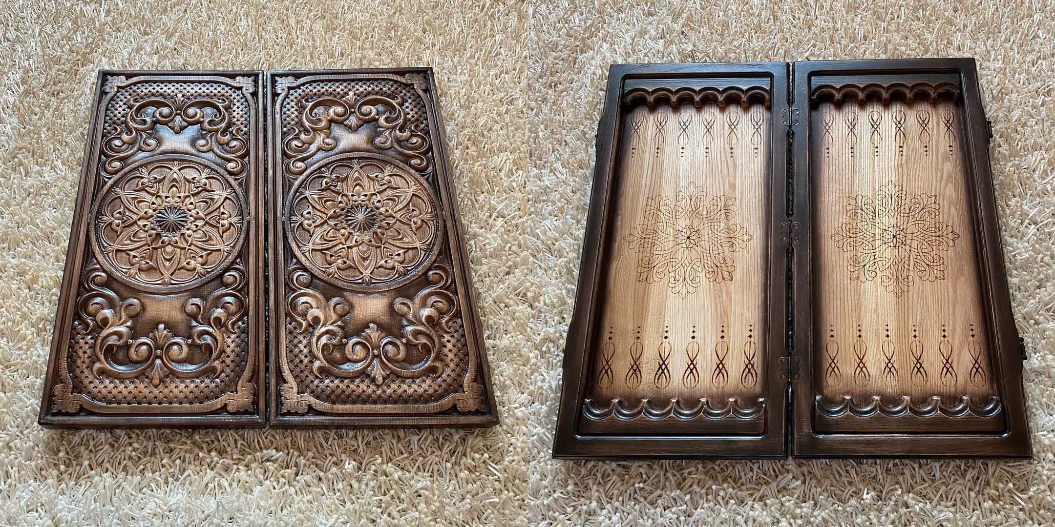 Подарочные наборы игровых шахмат и нард из натурального дерева