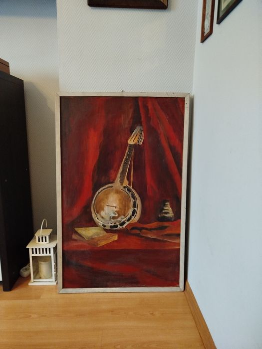 Obraz olejny duży stary BANDŻO