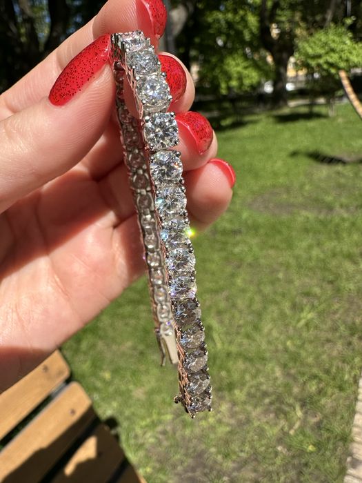 16,5 ct 5 мм тенисный браслет с бриллиантами муассанитами серебрянный