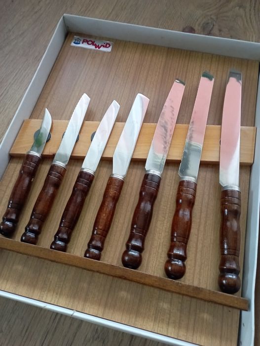 Polwid Fabryka Cieszyn, komplet noży kuchennych PRL