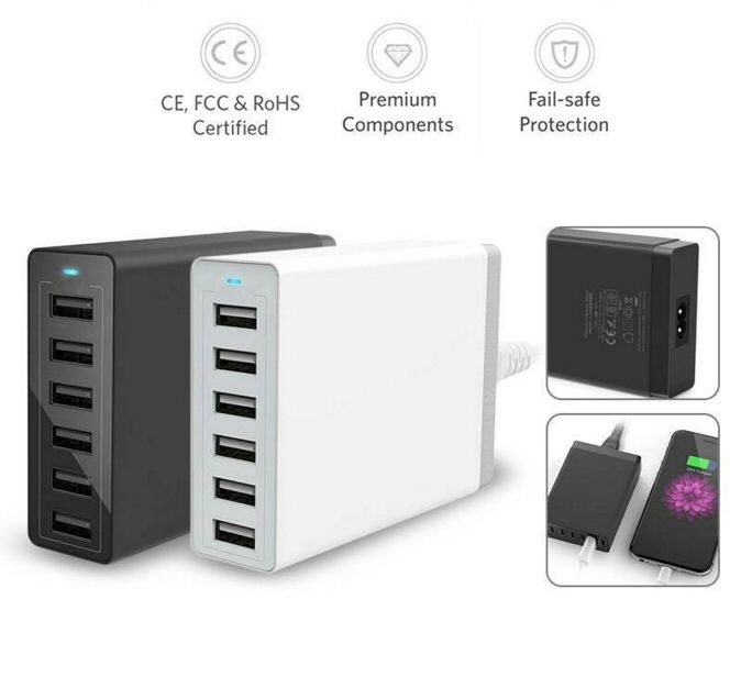 (NOVO) Estação de Carga 50W - 6 Portas USB