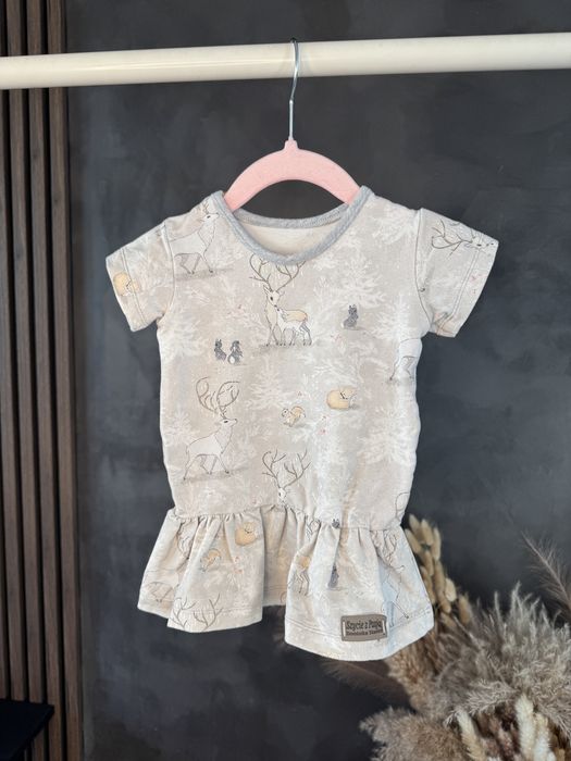 Piękna tunika w zimowy print handmade 80/86