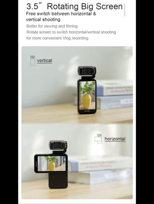 Карманная камера Ordro M3 — 5K / 30fps, стабилизация, поворотный экран