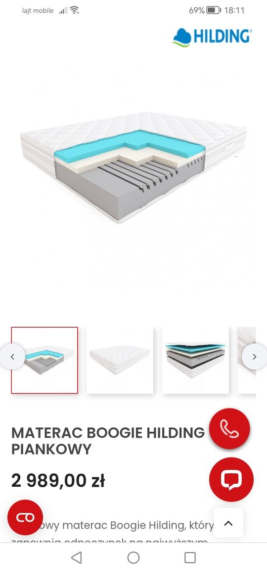 Materac HILDING Boogie 90 Tencel NEW 90X200