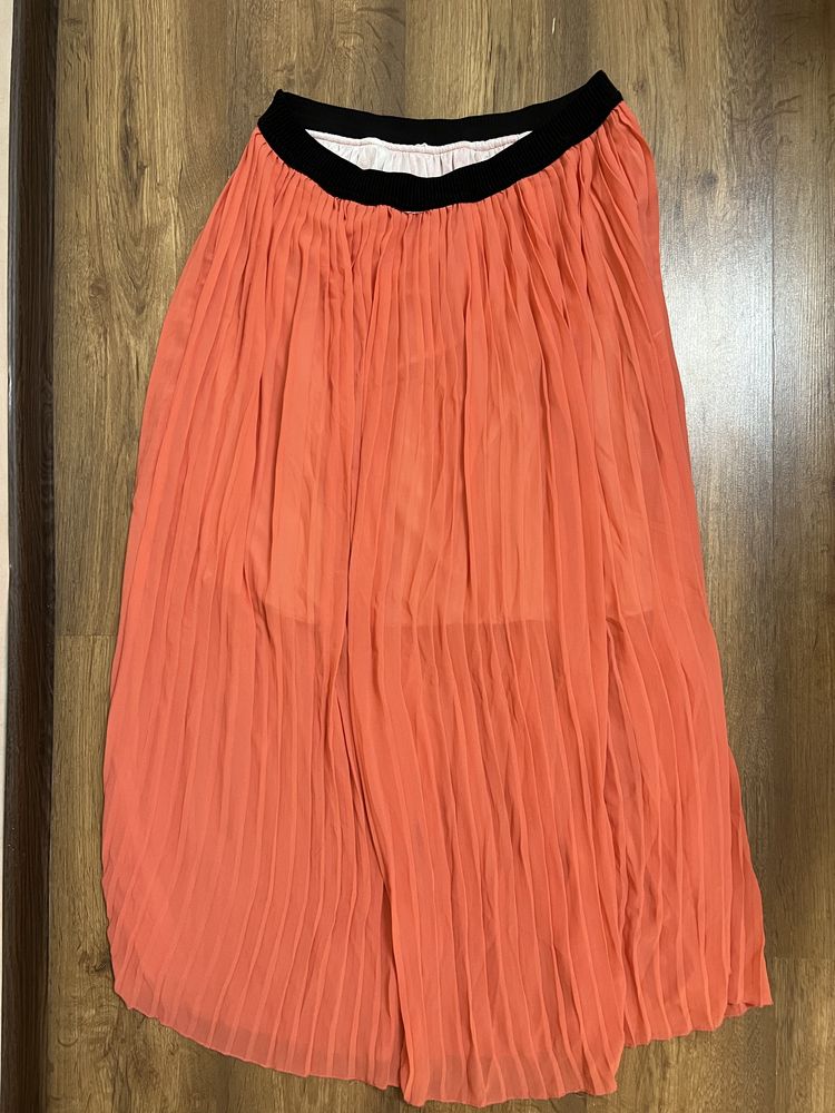 Спідниця жіноча дівчача плісе оранжевая женская юбка плиссированная Л