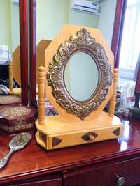 Винтажное ретро настольное зеркало трюмо зеркальце раритет антиквариат