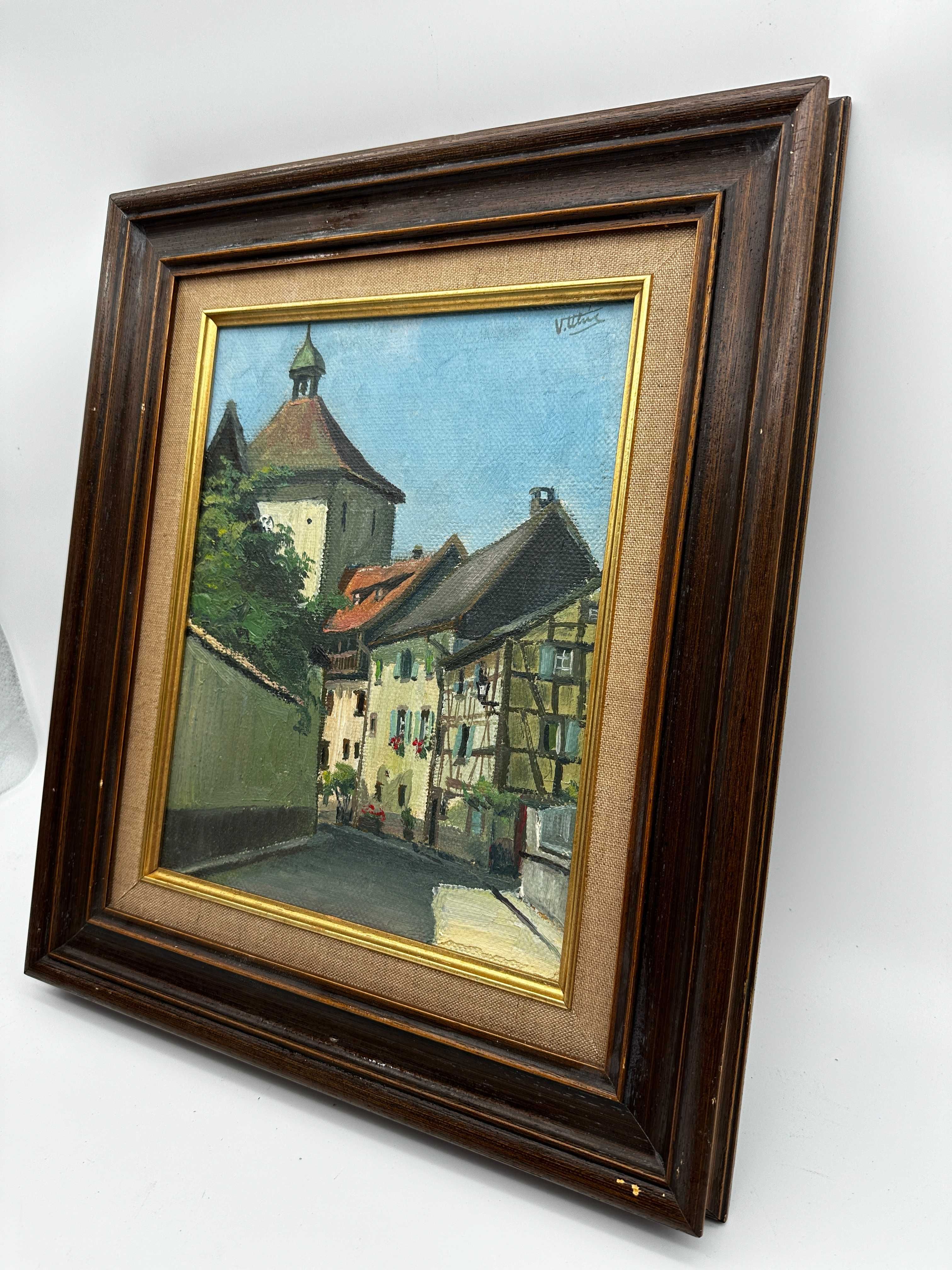 Piękny stary obraz na płótnie vintage olej akwarele.