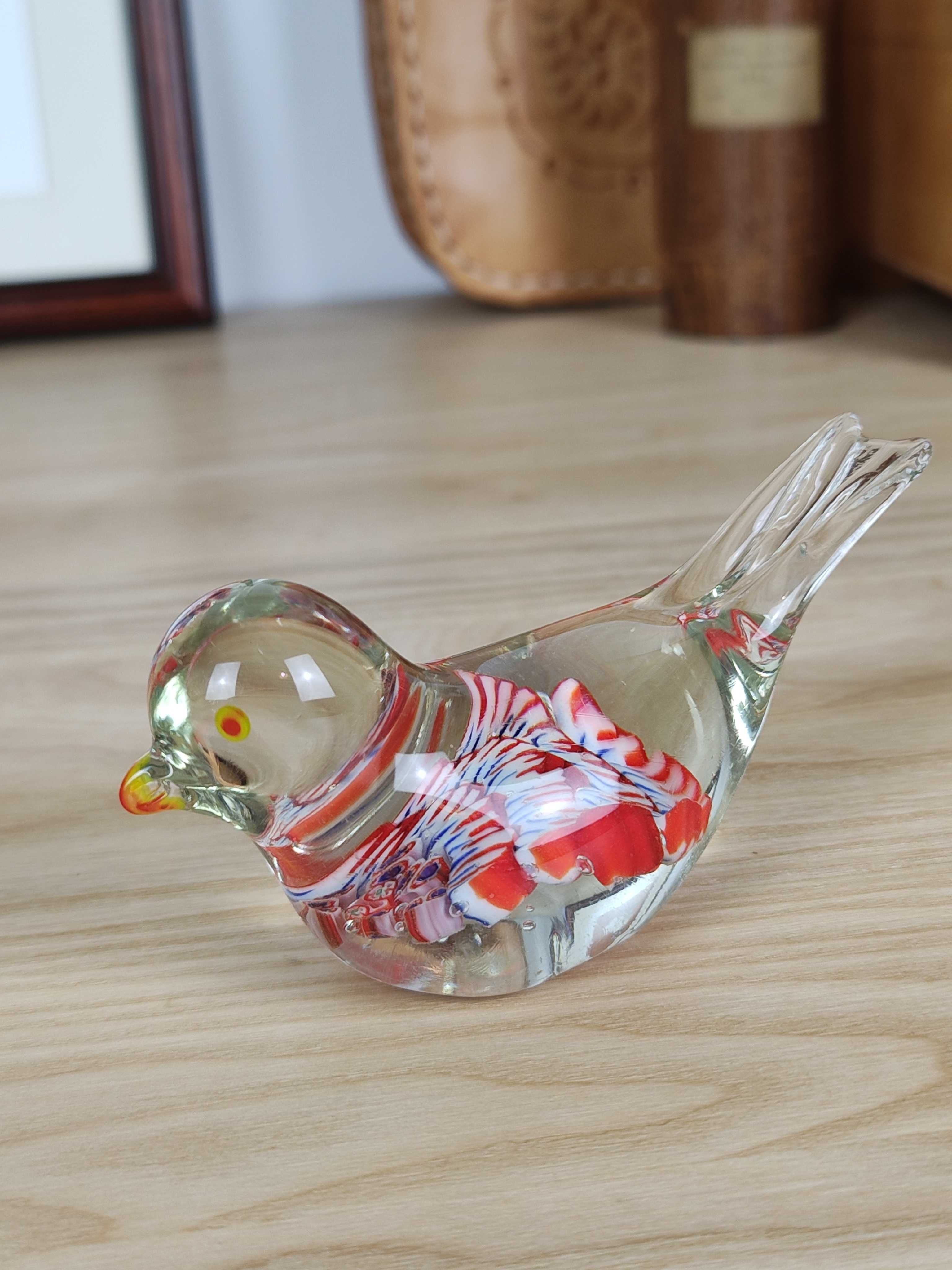 Szklana Figurka Ptaszek - Styl Murano Vintage