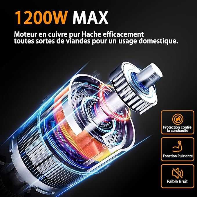 Maszynka do Mielenia Mięsa Aobosi THMGE500A srebrny/szary 350 W (625b)