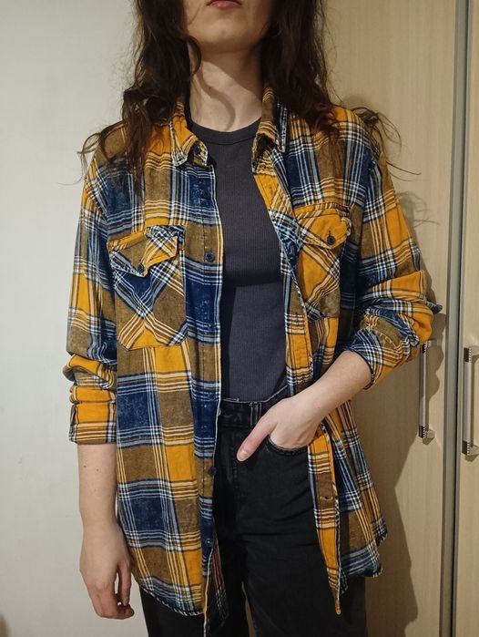 Diverse koszula w kratę XL granat pomarańcz