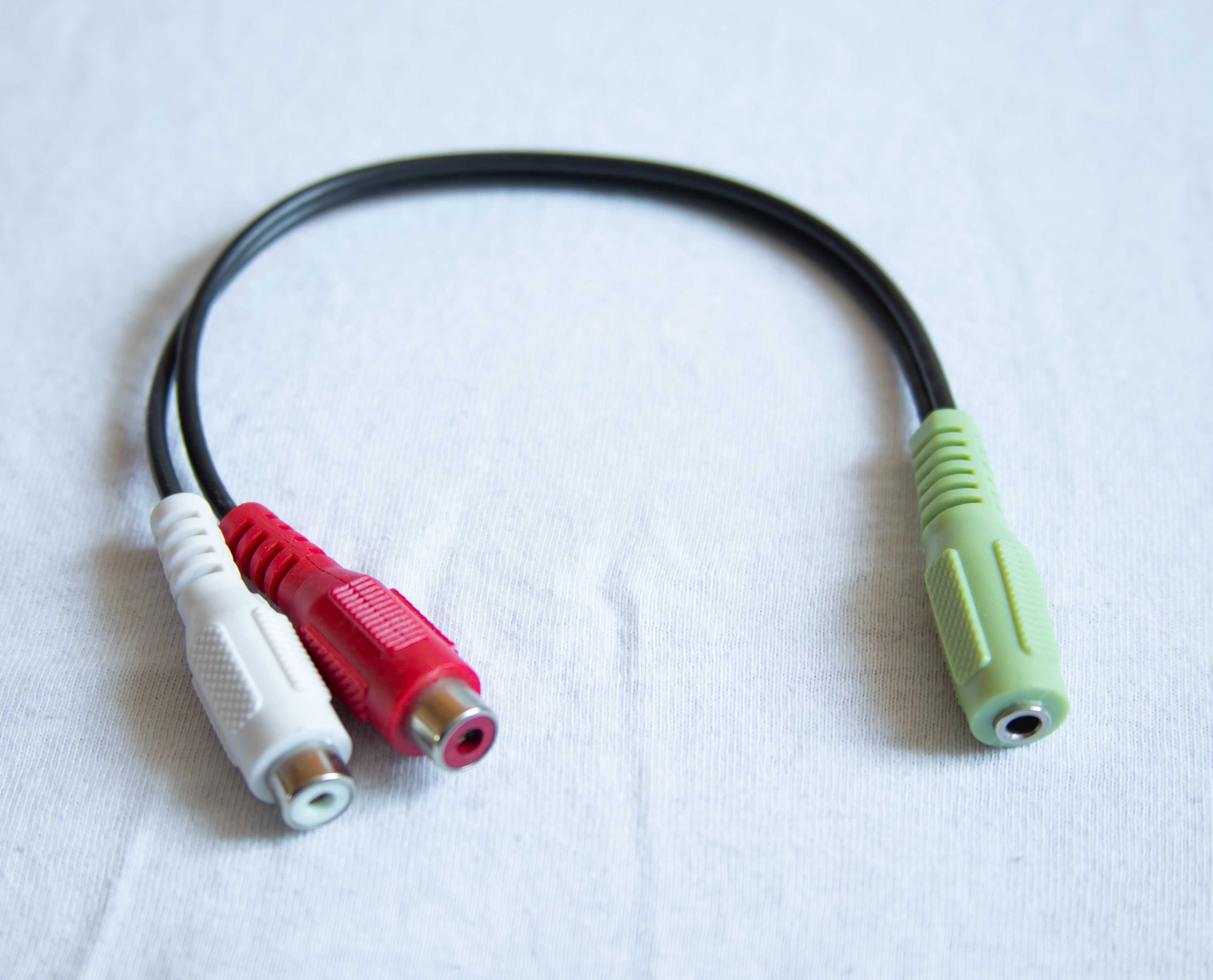 Przyłącze gniazdo minijack 3.5mm stereo na 2 gniazda RCA 25cm