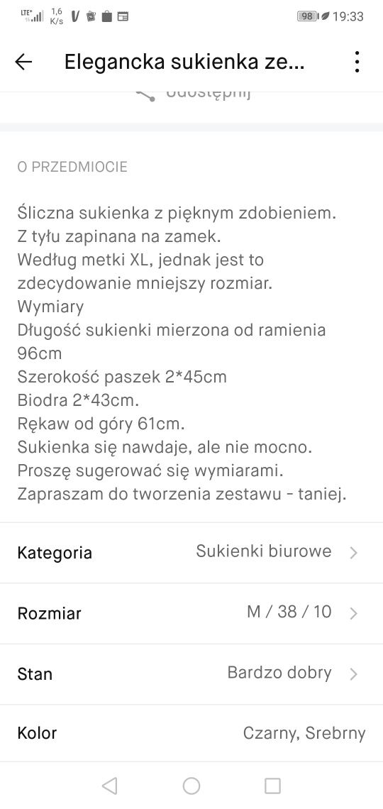 Mohito elegancka długa sukienka ze zdobieniem M