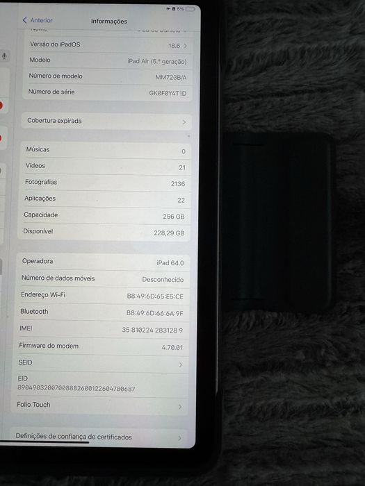 Ipad air 5 256gb wi-fi + cellular