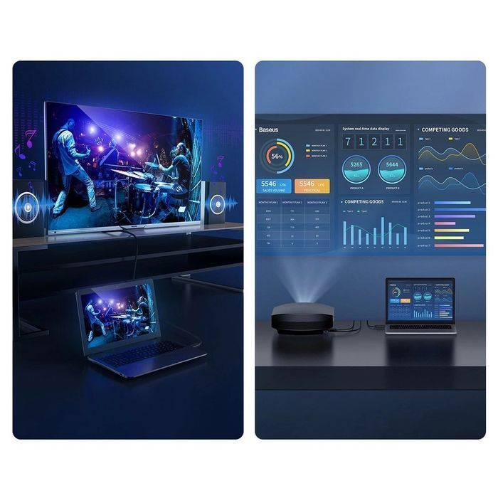 Baseus kabel przewód HDMI 2.0 4K 60 Hz 3D HDR 18 Gbps 1m czarny