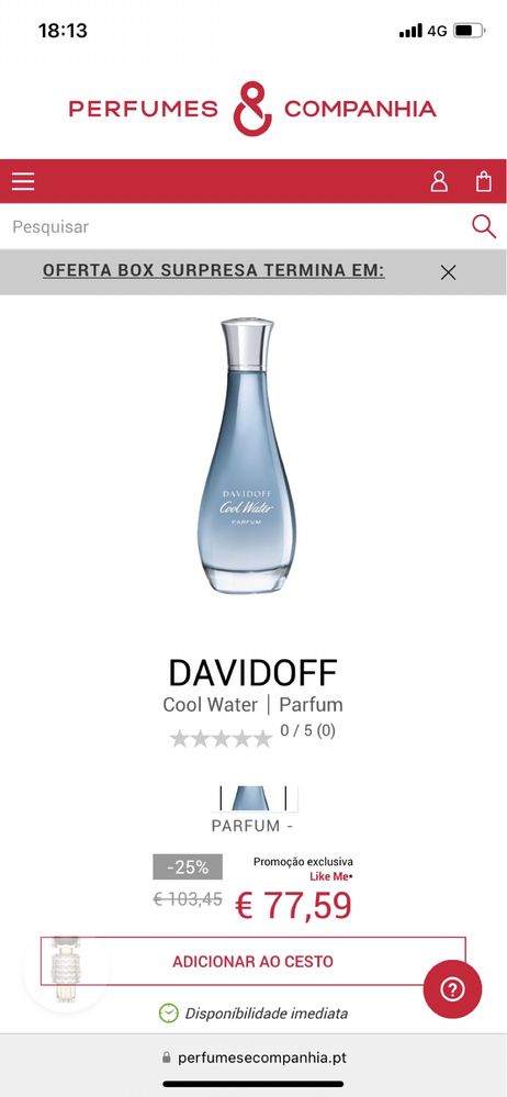Perfume DAVIDOFF Original Selado