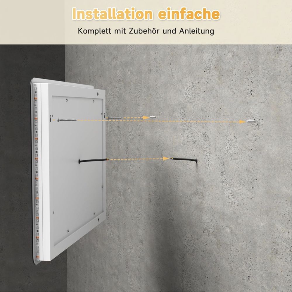 Nowe SONNI duże lustro LED do łazienki, salonu, sypialni 70x50 cm!