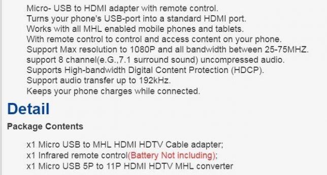 HDMI MHL cabo Adaptador Full HD 1080P