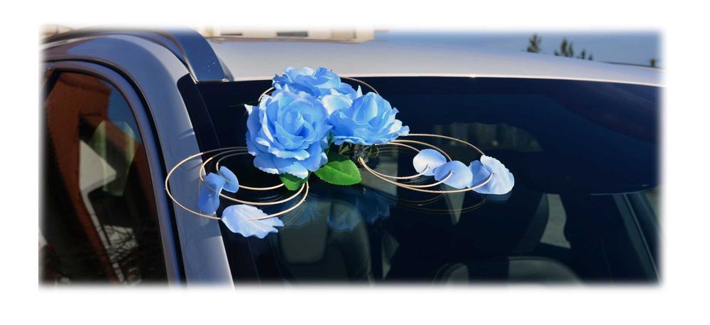 Ozdoby na auto samochód do ślubu dekoracja CAŁY ZESTAW 312