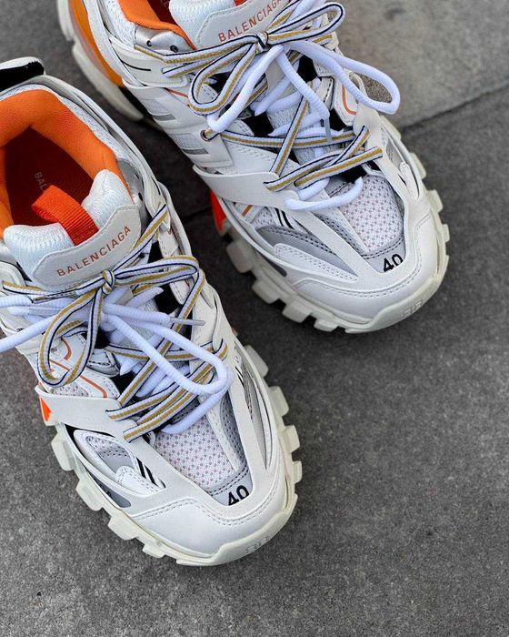 Мужские кроссовки Balenciaga Track 3.0 Premium White&Orange. 40-45