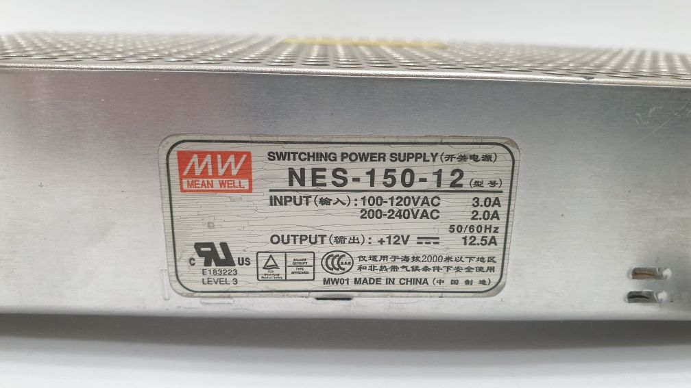 MW Источник, блок питания 12V / 220v Mean well NES-150-12 . 12,5A