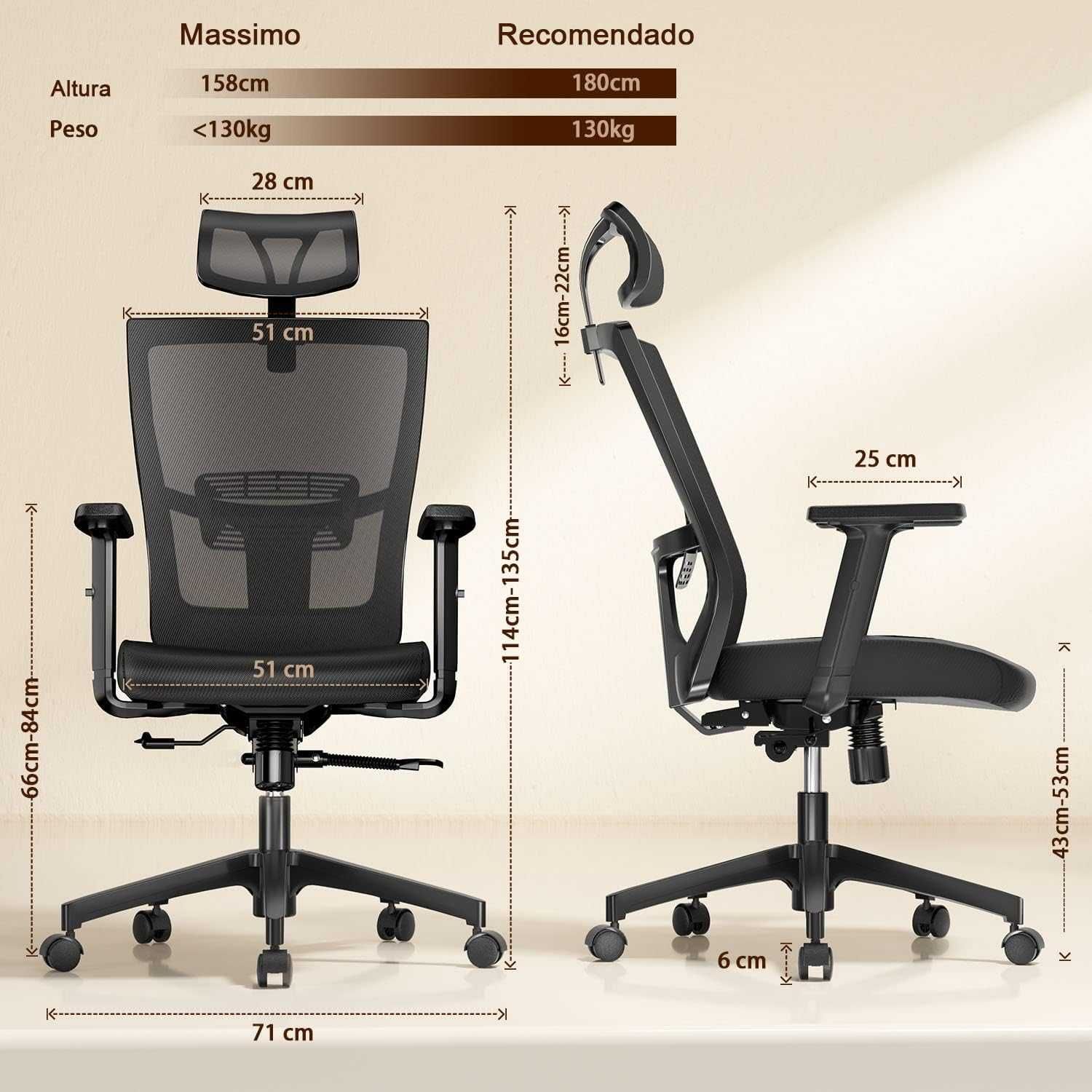 Cadeira escritório secretária ergonómica Mfavour