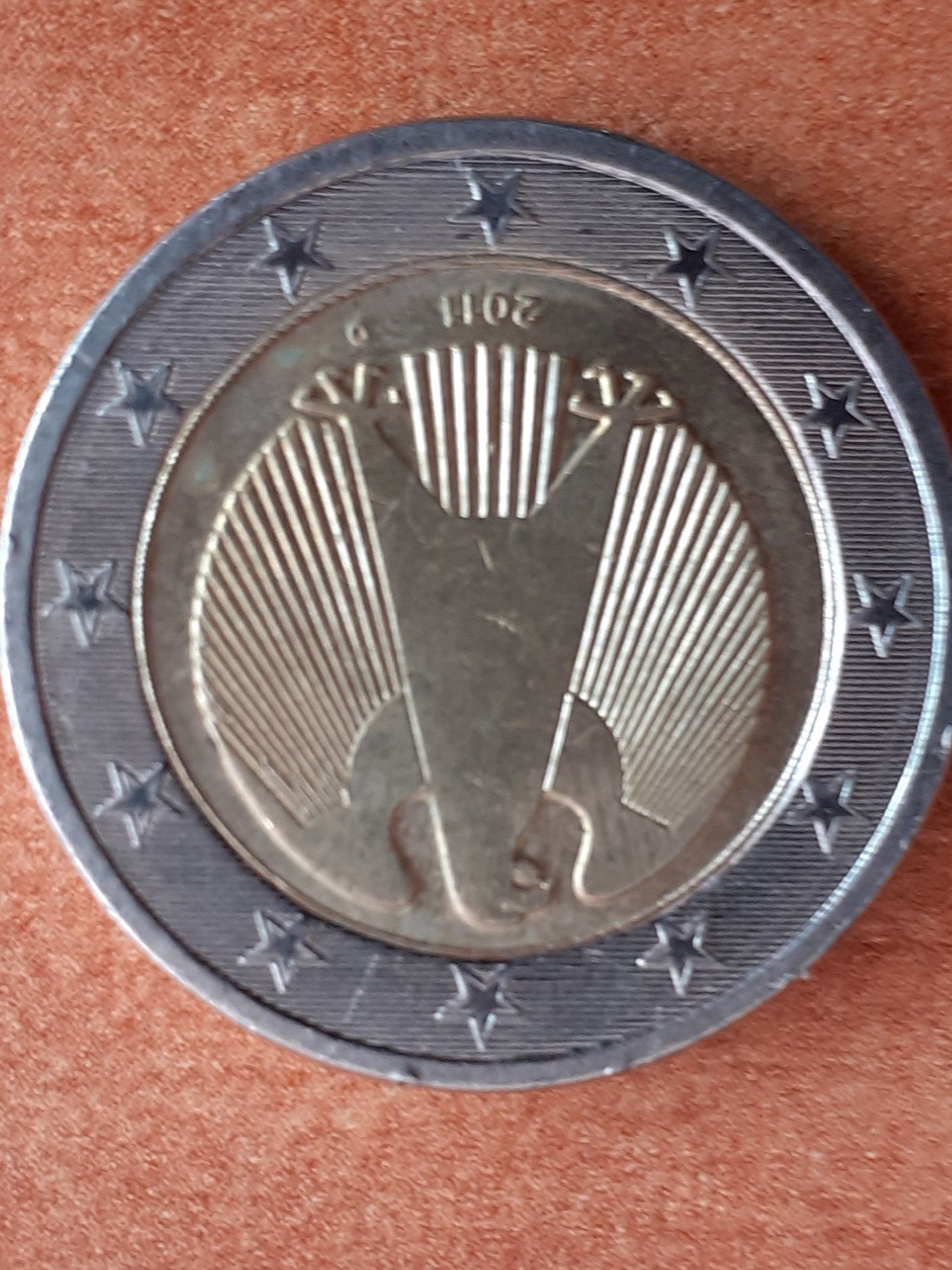 Moneta 2 euro 2011 D.Błędne tłoczenie.