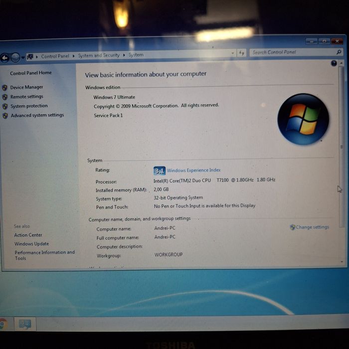 Laptop Toshiba P200-17D