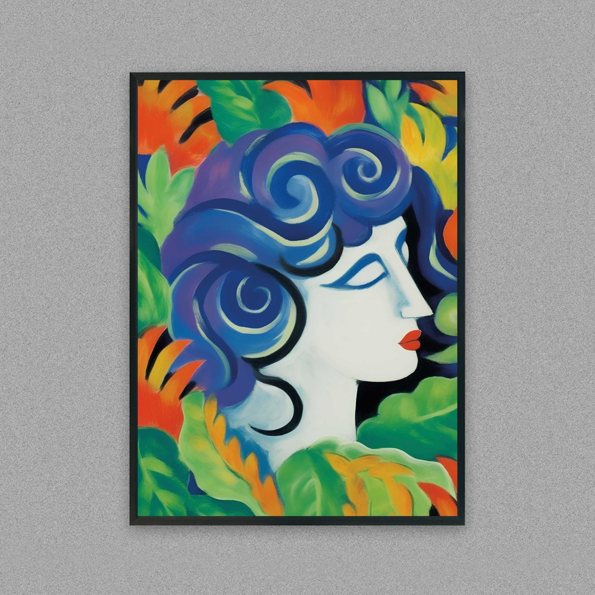 plakat w stylu retro kolorowa kobieta, plakat na ścianę retro kobieta