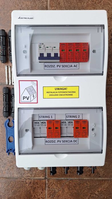 2 szt Rozdzielnica fotowoltaiczna PV 2x8 AC DC 1000V T2 2 stringi MC4