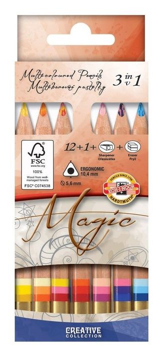 Олівці кольорові Koh-i-Noor Magic 12 + 1 колір, Карандаши цветные