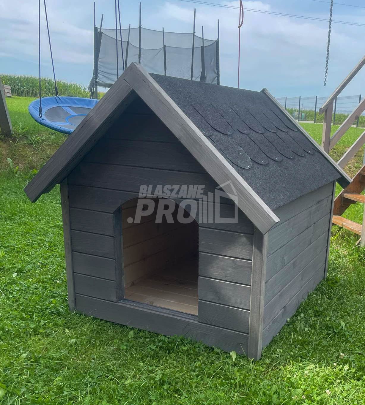Buda dla psa Rozmiar "L" - Grafit - Dach dwuspadowy GP607